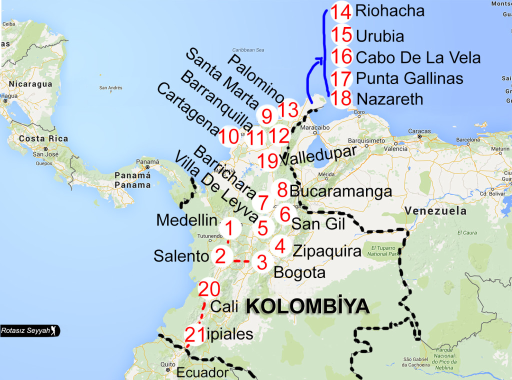 Kolombiya map